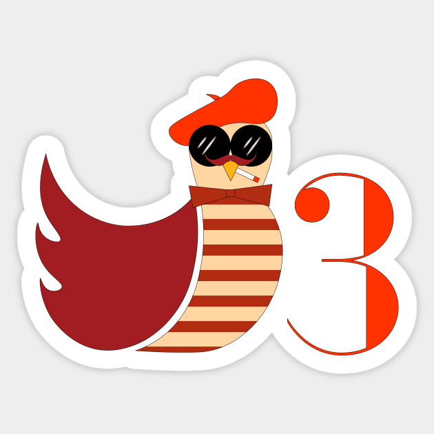 3 French Hens Sticker by bluehair